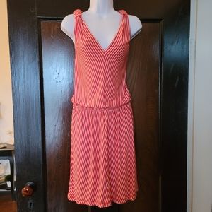 Casual deep V red dress